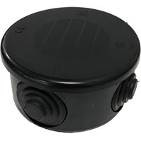 WIB 6/E (100665) - IP54 77mm Diameter x 40mm round Black junction box c/w piercable entries