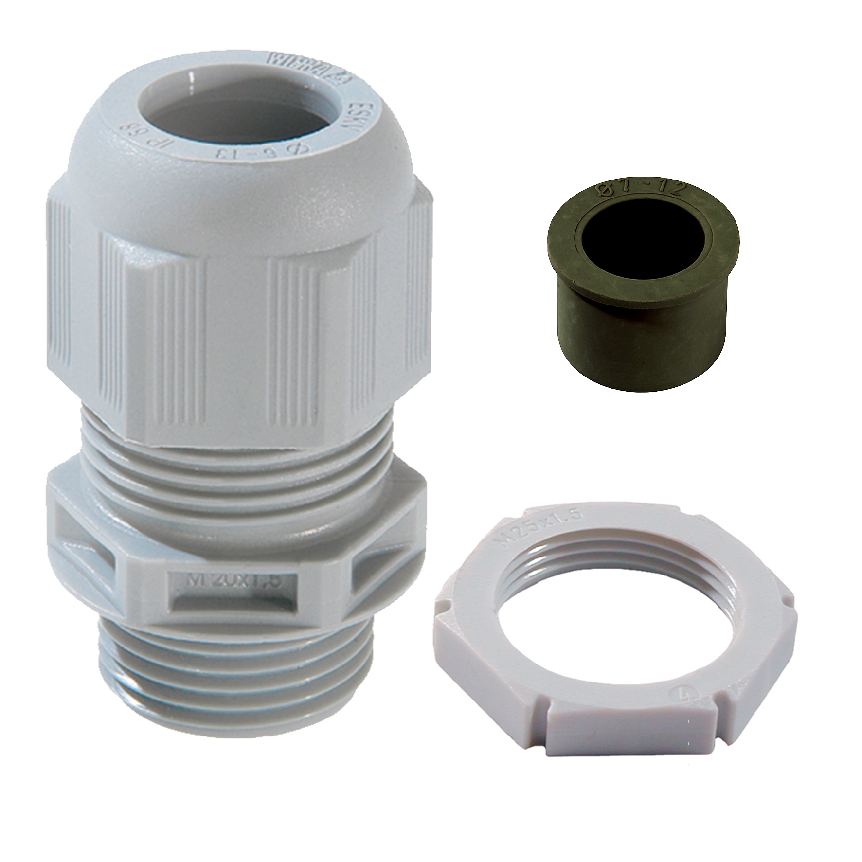 GLP20+RDE ESKV 20 Plus RDE IP68 Grey Gland packs (Clamping 4 - 14mm) (10 Glands & 10 locknuts)
