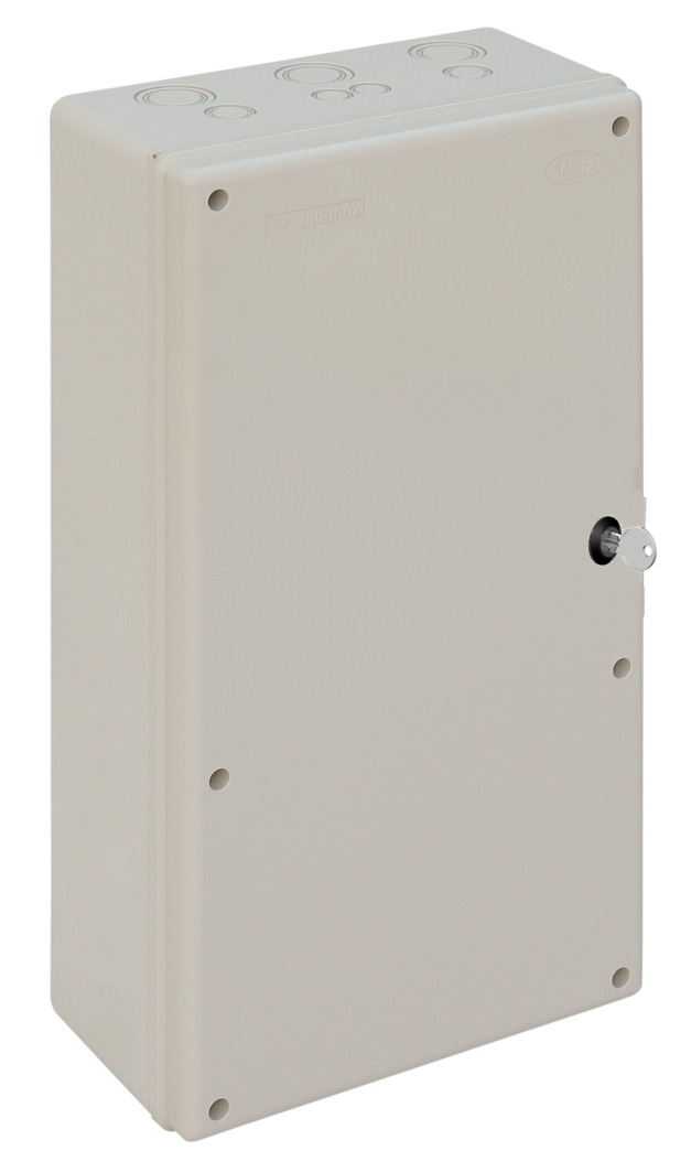 270Wx140Dx500H IP65 Plain lid smooth sides enclosure c/w Plastic/Metal Key Lock