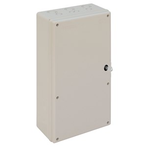 270Wx140Dx500H IP65 Plain lid smooth sides enclosure c/w Plastic/Metal Key Lock