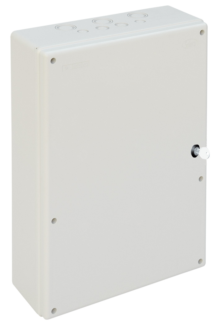 362Wx140Dx500H IP65 Plain lid smooth sides enclosure c/w Plastic/Metal Key Lock
