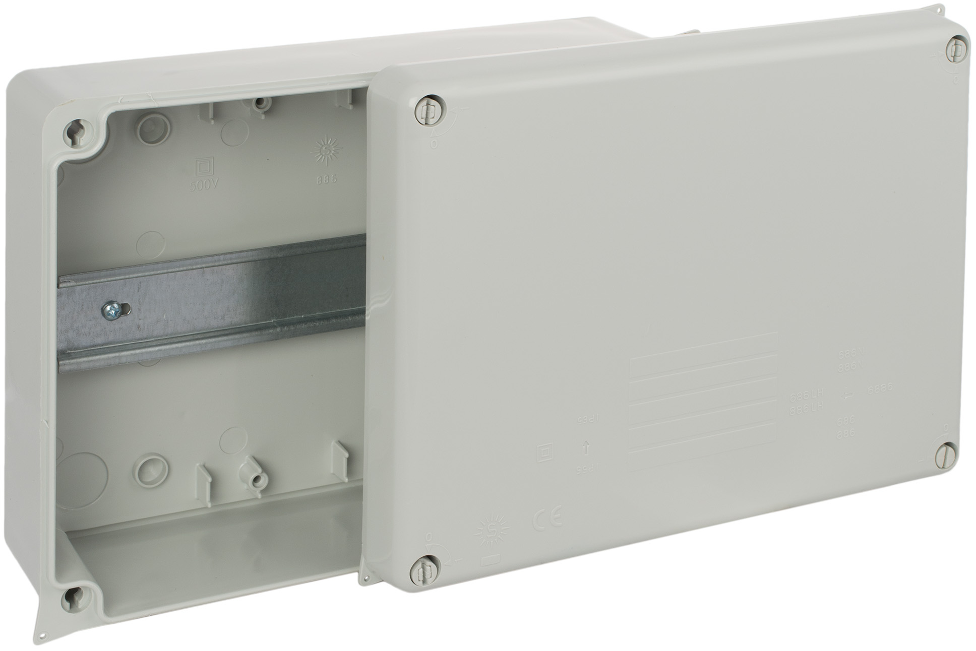 WIB 4/DR 230 x 180 x 88mm IP65 RAL7035 Junction Box c/w DIN rail