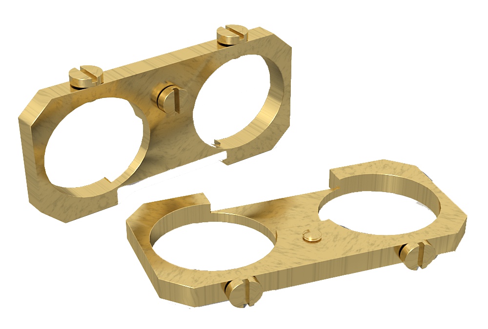 EC308 Brass earthing clamp kit [x2 per Pack (2 clamps+screws)]